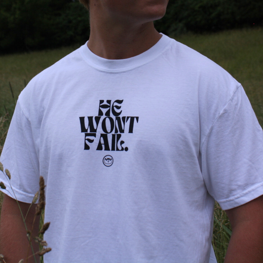 He Won't Fail Tee - White